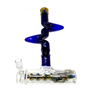 18" ZONG! Blue Gold Fumed 3-Kink Zong with 12" Inline Barrel Perc 2-In-1 Bubbler & Water Pipe - [ZUBC75U]